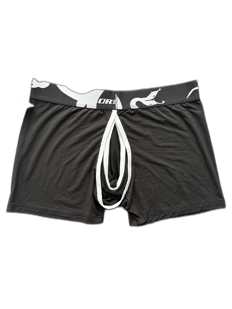 Men's Detachable Pouch Easy-Access Open Fly Modal Split-Crotch Boxers Briefs