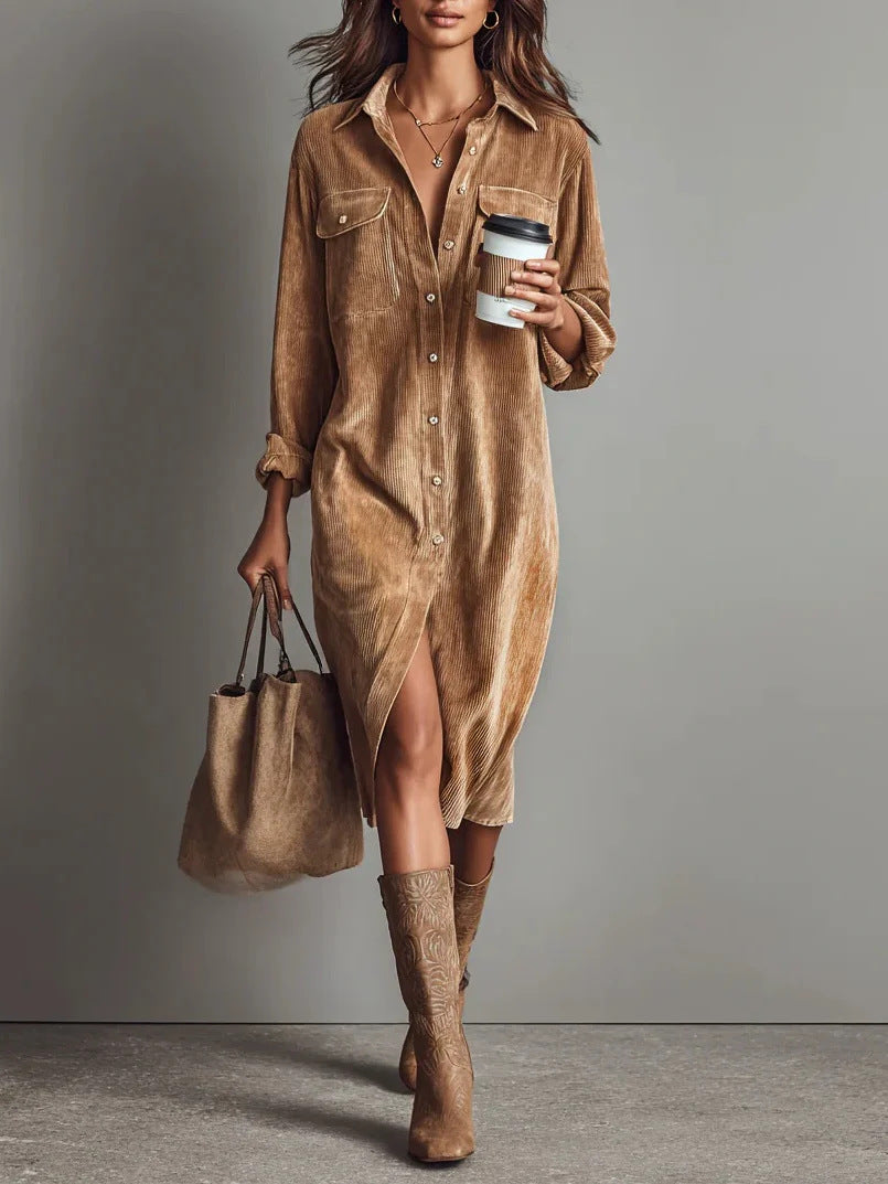 The Chic Edit – Women’s Button-Down Collar Casual Dress
