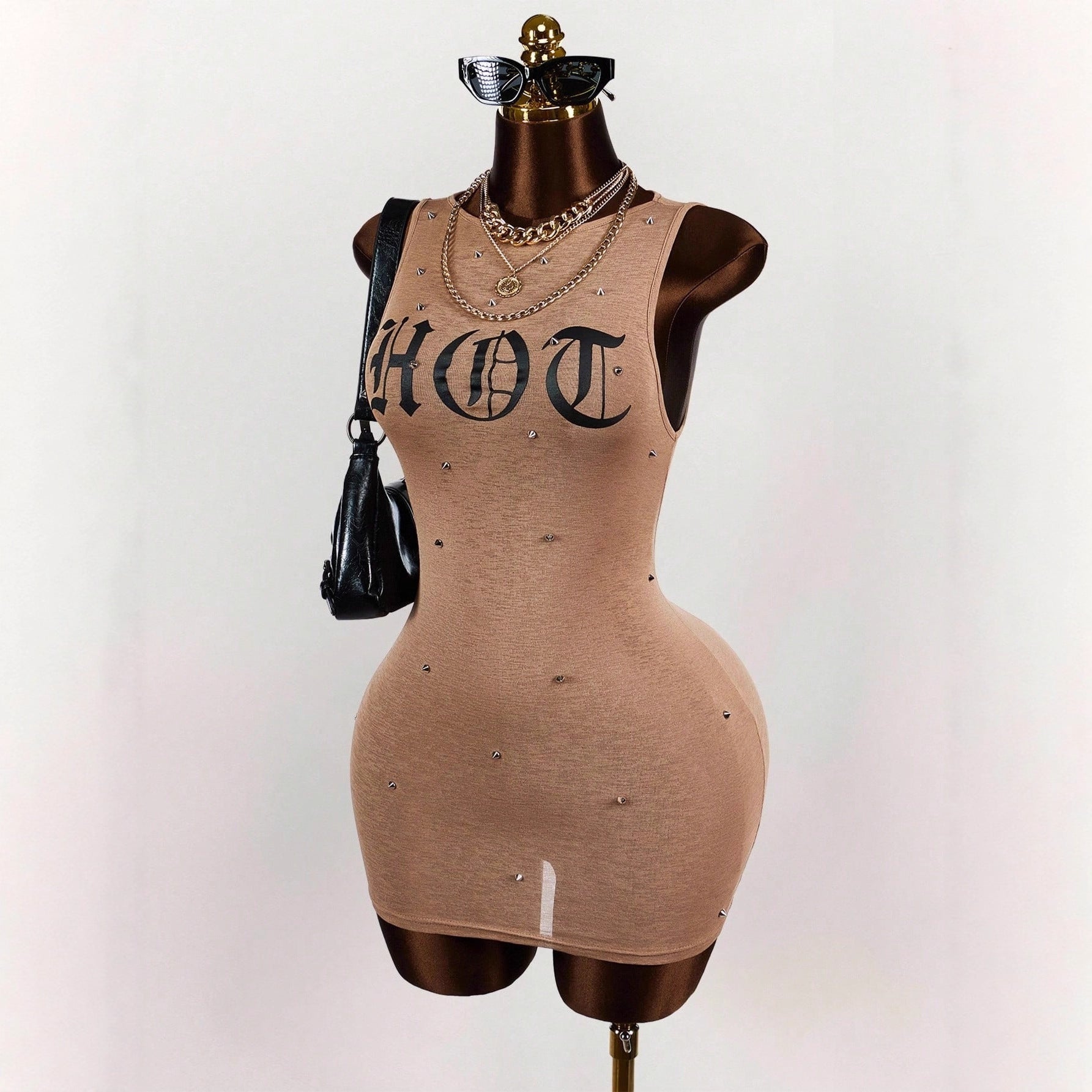 Women's Printed Sleeveless Sexy Waist-Cinching Sheath Dress