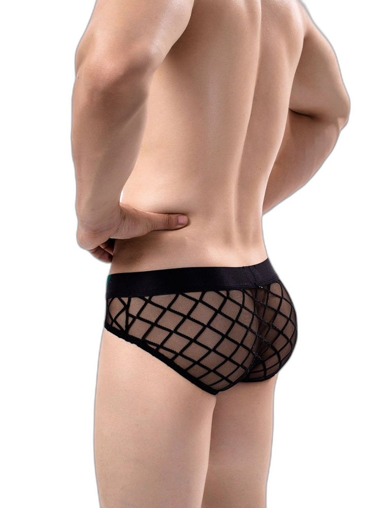 3 Pack Men's Low-Rise Lace Sexy Mesh Briefs And Thongs