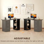 HOMCOM Computer Desk with Drawers, Home Office Desk, Writing Table, PC Workstation with 3 Storage Shelves for Working, Study, 120 x 49 x 72 cm, Black