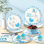 Dhnvcud 180PCS One Silly Goose Party Supplies – Serves 60, Goose Theme Plates & Napkins Kit