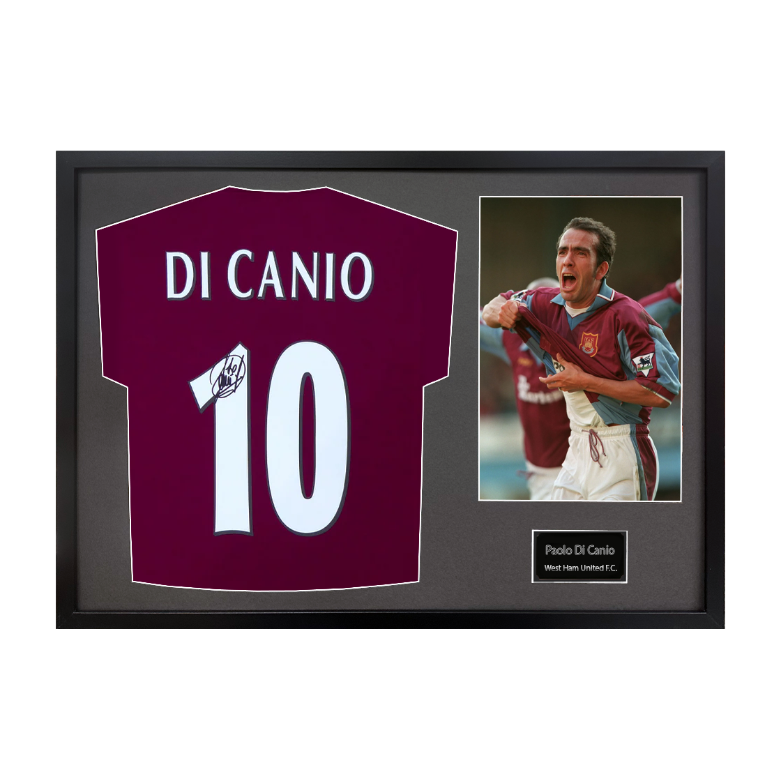 Paolo Di Canio Signed West Ham Shirt Classic Frame