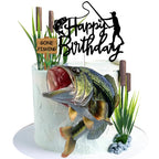 DiDida Gone Fishing Cake Topper with Largemouth Bass Sign | Fisherman Birthday