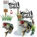 DiDida Gone Fishing Cake Topper with Largemouth Bass Sign | Fisherman Birthday