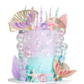 DiDida Mermaid Cake Topper Set — Big Tails, Seaweed, Bubbles, Shells & Golden Ginkgo Leaves