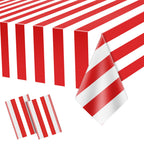 Dimglujeap Carnival Tablecloths – Red & White Stripes, 87x51, 2pcs
