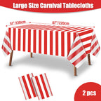 Dimglujeap Carnival Tablecloths – Red & White Stripes, 87x51, 2pcs