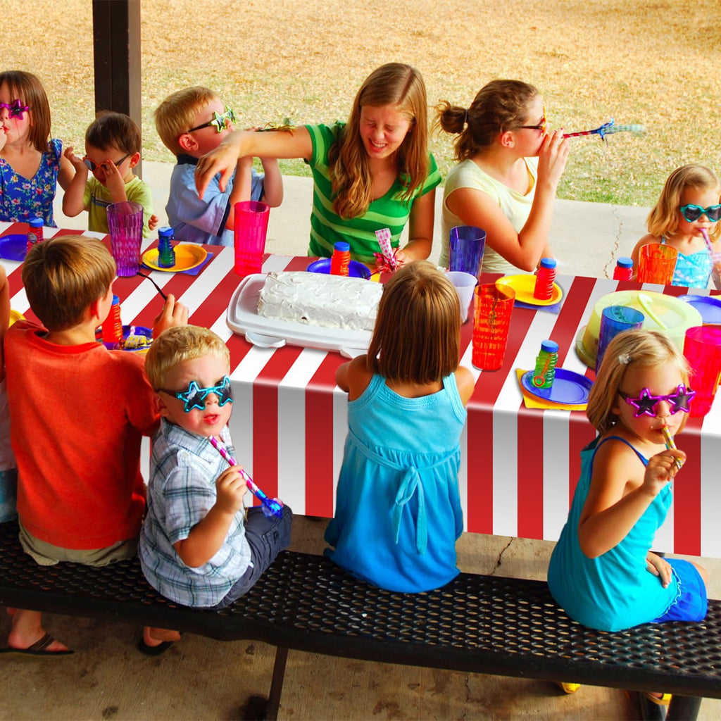 Dimglujeap Carnival Tablecloths – Red & White Stripes, 87x51, 2pcs