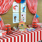 Dimglujeap Carnival Tablecloths – Red & White Stripes, 87x51, 2pcs