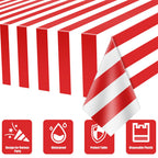 Dimglujeap Carnival Tablecloths – Red & White Stripes, 87x51, 2pcs