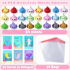 DKJOAZ 24-Pack Valentines Day Axolotl Mochi Squishy — Non-Candy School Gifts & Party Favors