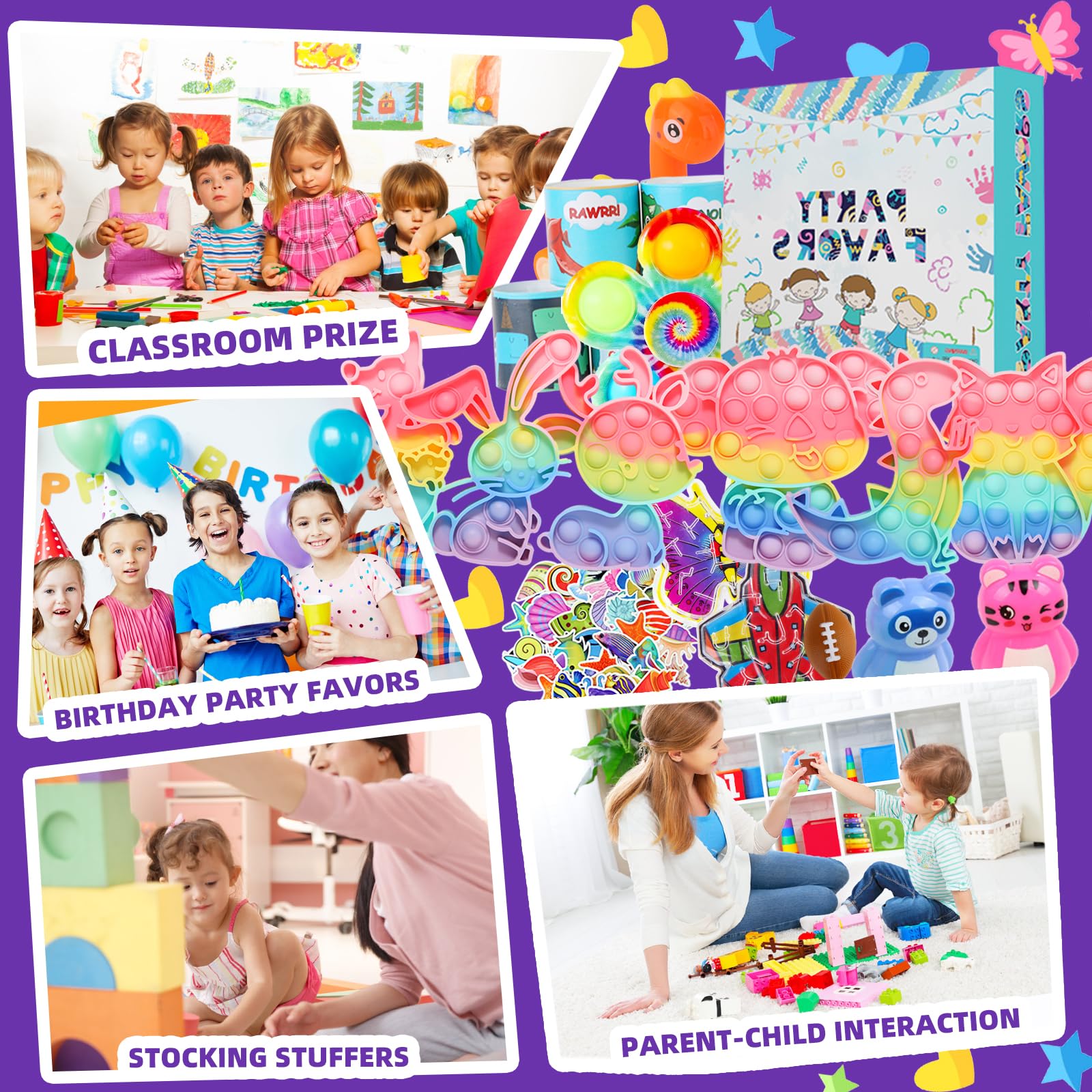 DKZ 1000Pcs Fidget Toys Pack – Bulk Party Favors & Sensory Toys