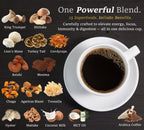 DLNIA Organic Mushroom Coffee with 12 Adaptogenic Mushrooms - Cordyceps, Lion's Mane & Turkey Tail