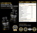 DLNIA Shilajit 9-in-1 Capsules – Organic Himalayan Complex (Ashwagandha, Sea Moss, Turmeric) – Vegan, Lab-Tested – 90 Capsules