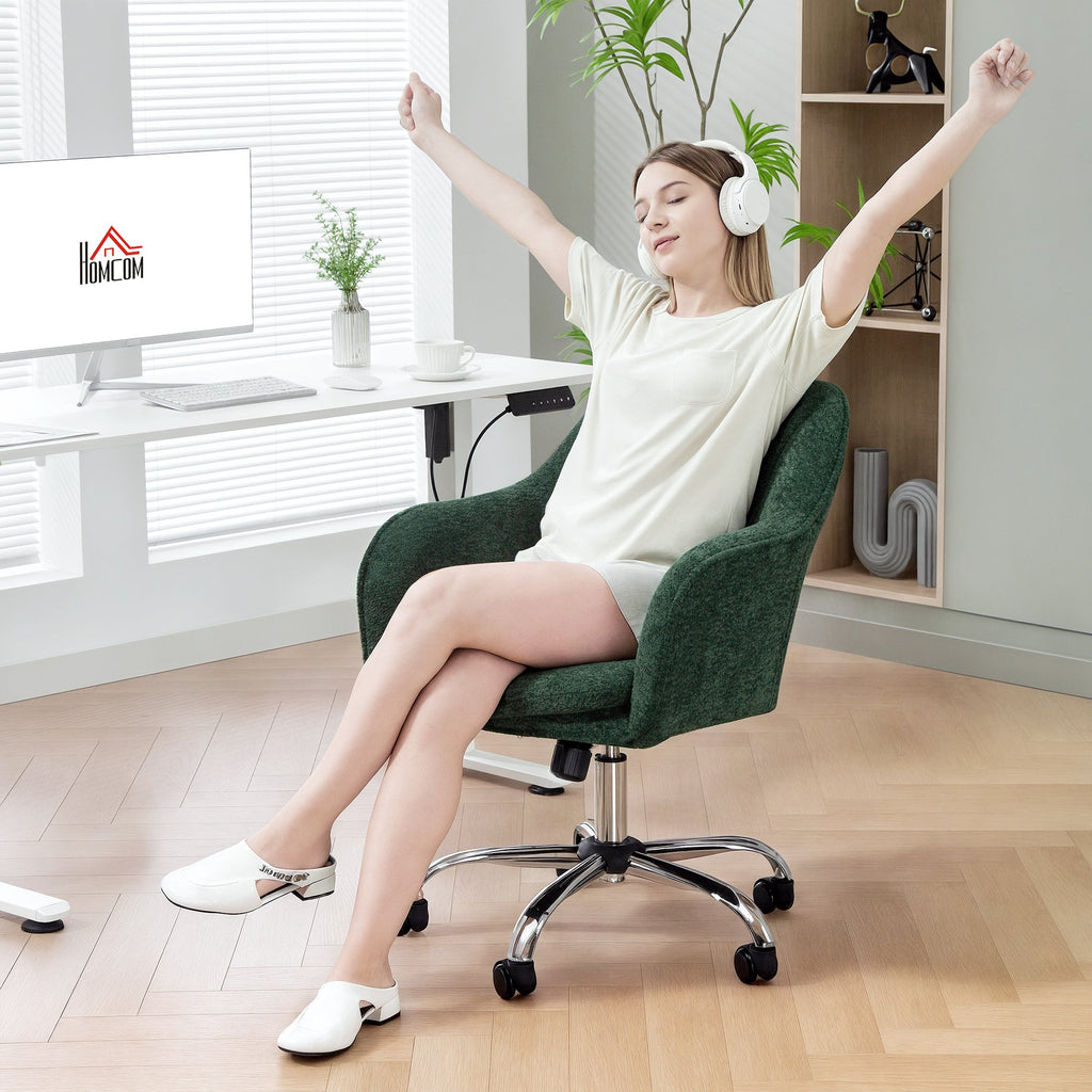 HOMCOM Velvet-Feel Office Chair - Dark Green