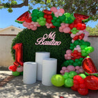 DNBOD 145Pcs Watermelon Balloon Arch Garland Kit – Green & Red Latex + Foil Balloons