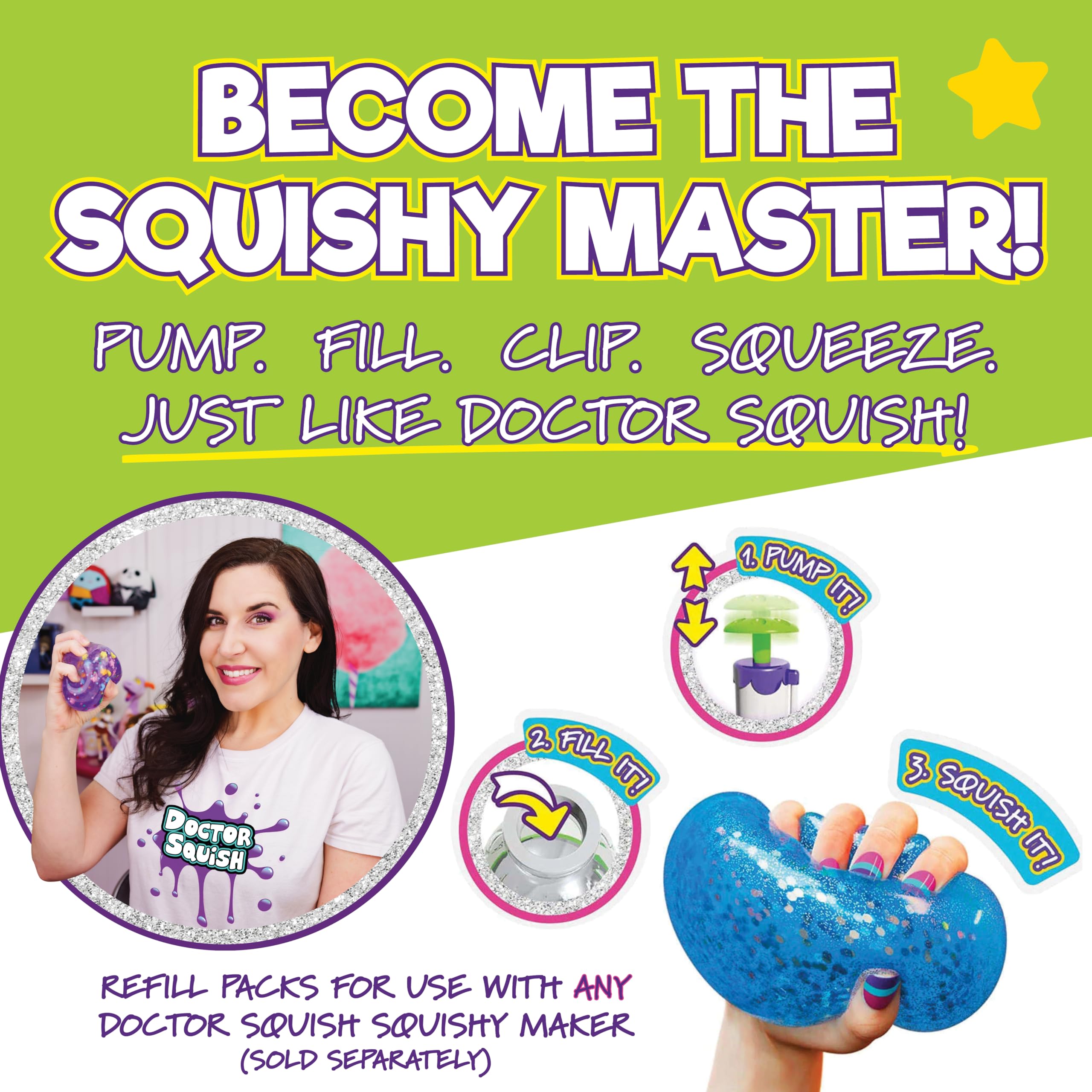 Doctor Squish Squishy Maker Refill Pack | 10 Clear TPR Balloons & 10 Reusable Clips