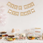 Dokuna Half Way to One Banner - Neutral Khaki 1/2 Birthday Decorations