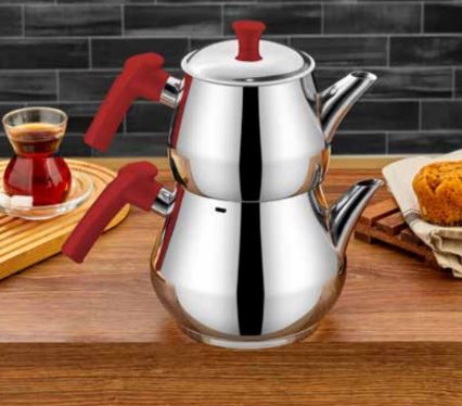 Dolphin Stainless Steel Mega Teapot Set with Red Handles