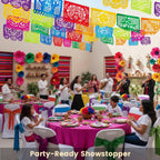 DomeStar 3-Pack Mexican Fiesta Banner | 54 ft Plastic Papel Picado Garland