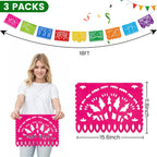 DomeStar 3-Pack Mexican Fiesta Banner | 54 ft Plastic Papel Picado Garland