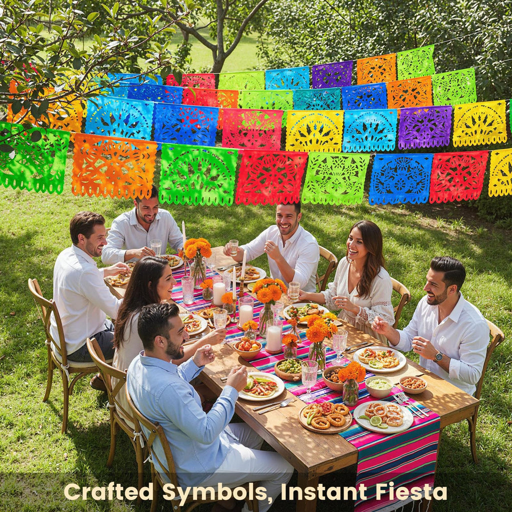 DomeStar 2PCS Mexican Papel Picado Banner – 18ft Fiesta Garland for Cinco de Mayo, Dia de los Muertos