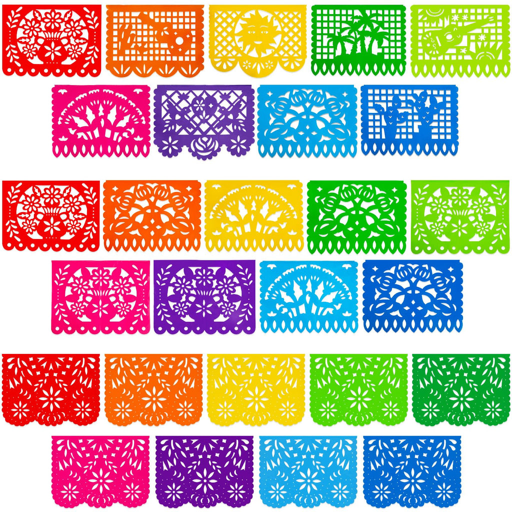 DomeStar 3-Pack Mexican Fiesta Banner | 54 ft Plastic Papel Picado Garland