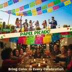 DomeStar 2PCS Mexican Papel Picado Banner – 18ft Fiesta Garland for Cinco de Mayo, Dia de los Muertos