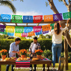 DomeStar 2PCS Mexican Papel Picado Banner – 18ft Fiesta Garland for Cinco de Mayo, Dia de los Muertos