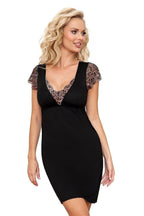 Donna smooth viscose black transparent nightgown