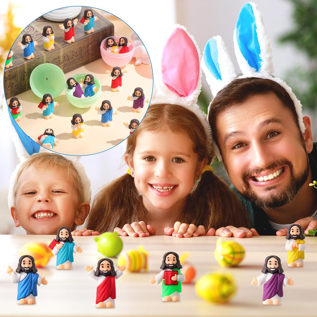 DoubleFill 100 Pcs Little Jesus Figures – 6 Styles Rubber Easter Toys for Party Favors & Sunday School