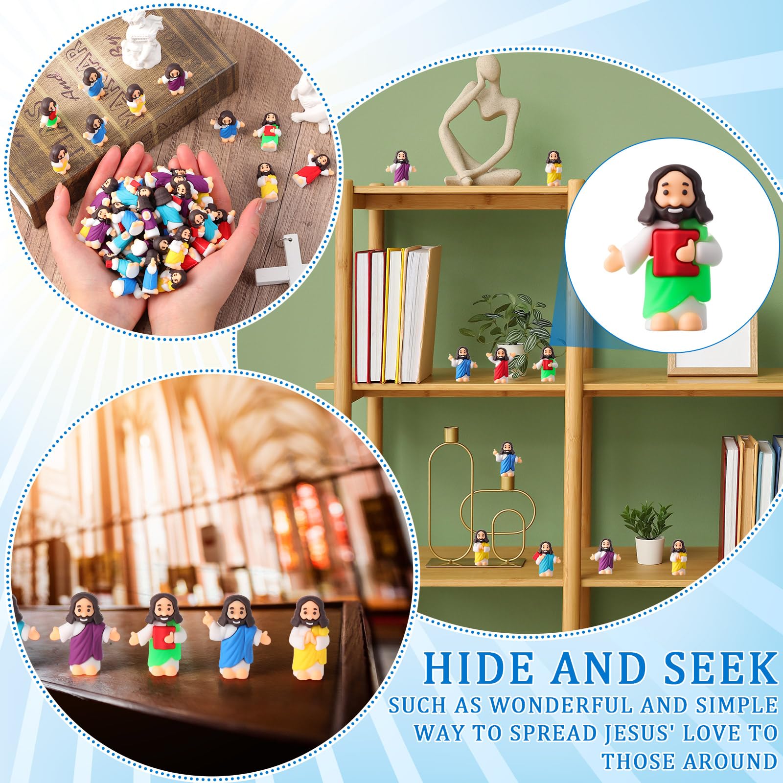 DoubleFill 100 Pcs Little Jesus Figures – 6 Styles Rubber Easter Toys for Party Favors & Sunday School