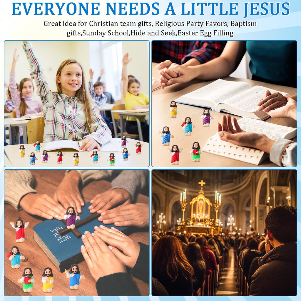 DoubleFill 100 Pcs Little Jesus Figures – 6 Styles Rubber Easter Toys for Party Favors & Sunday School