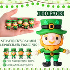 DoubleFill 100 Pcs St. Patrick's Day Mini Leprechaun Figurines – Party Decor & Favors