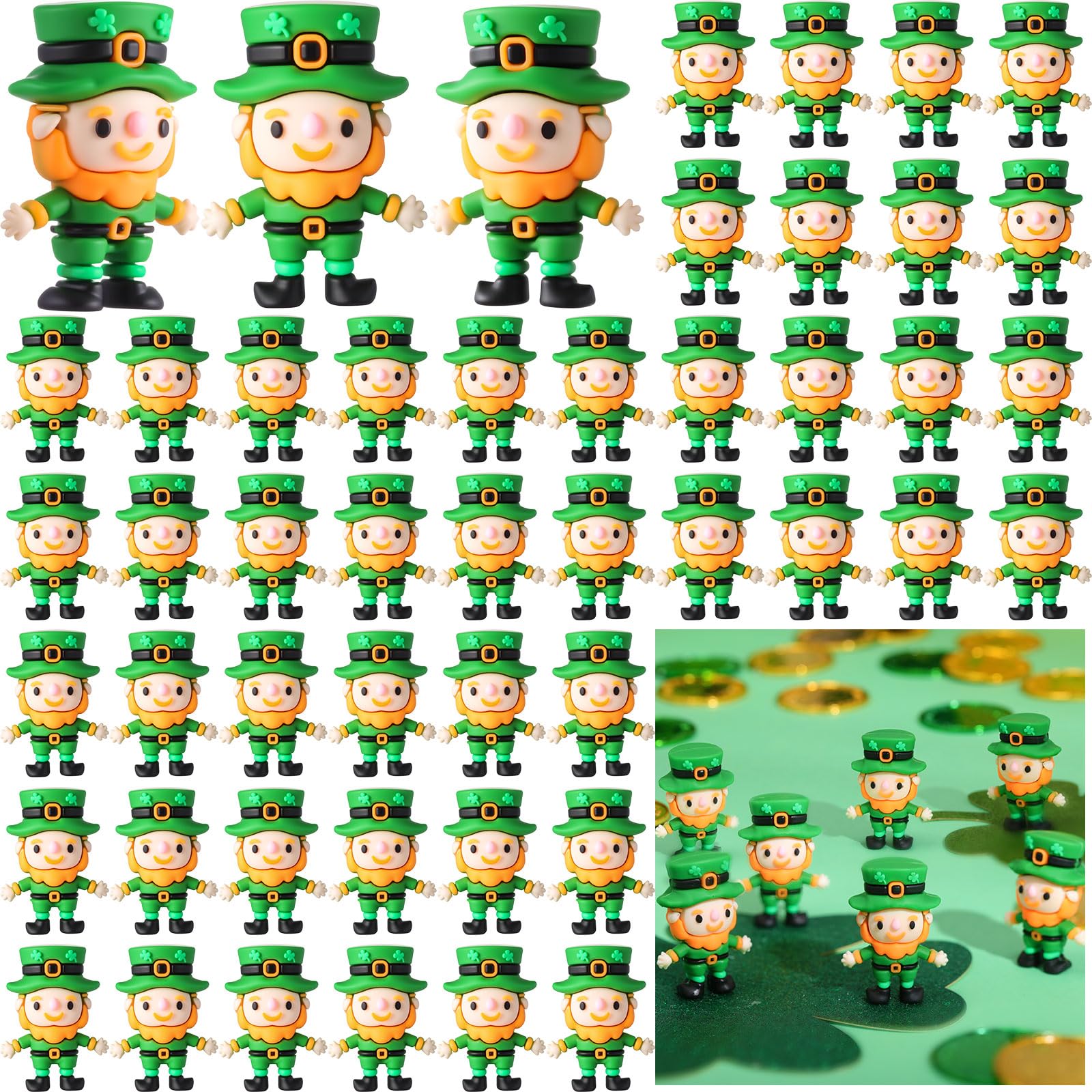 DoubleFill 100 Pcs St. Patrick's Day Mini Leprechaun Figurines – Party Decor & Favors