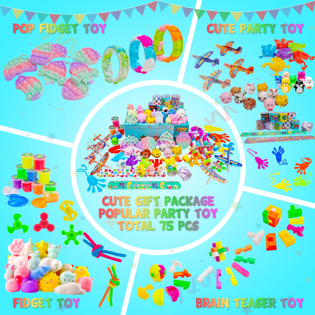 DQstar Party Favors Toy Bundle – 125-Pcs Treasure Box Prizes for Classroom & Parties