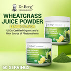 Dr. Berg USDA Organic Green Powder Superfood – Lemon Flavor, 60 Servings