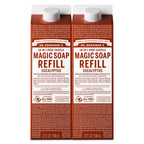 Dr. Bronner's Pure-Castile Soap Refill Eucalyptus 32 oz (2-Pack) | Regenerative Organic Certified Oils, Vegan, Non-GMO