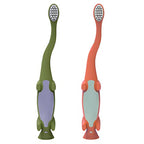 Dr. Brown's Dinosaur Toddler Toothbrush – Green & Orange, 2-Pack