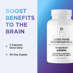 Dr. Emil Nutrition 9000mg Lion's Mane Capsules – Organic Mushroom Blend with Chaga, Reishi & Maitake