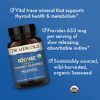 Dr. Mercola Iodine from Organic Seaweed – 650 mcg, 60 Capsules, USDA Organic (Pack of 2)