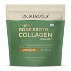Dr. Mercola Organic Bone Broth Collagen Powder - Supports Bone Health & Muscle Growth - USDA Organic, Non-GMO, Gluten-Free & Dairy-Free - 30 Servings - Chocolate Flavor