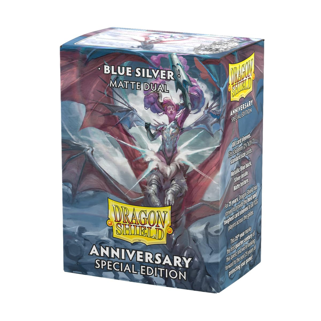 Dragon Shield Matte Dual Standard Size Card Sleeves – 25th Special Edition, 100ct, Blue/Silver | MTG, Pokemon, One Piece
