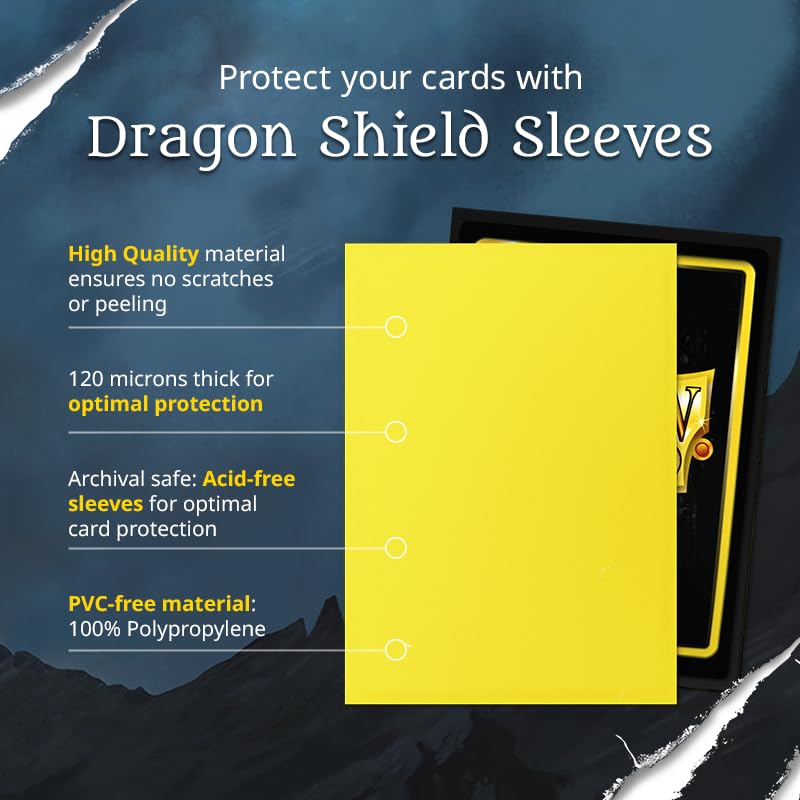 Dragon Shield | Standard Size Matte Sleeves, Yellow - 100 CT | Deck Protectors for Pokemon, MTG, Flesh & Blood