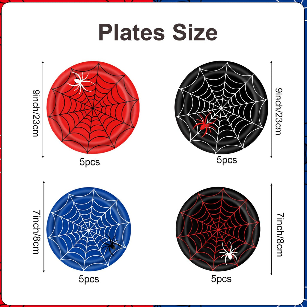 DreamCatching Spider Party Supplies — 20 Plates, 20 Napkins, 1 Tablecloth | Spider Theme Birthday Party Decorations