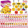 Dreampark Valentines Day Cards for Kids – 24 Pcs with Emoticon Plush Keychains | Classroom Exchange & Party Favors