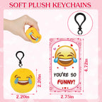 Dreampark Valentines Day Cards for Kids – 24 Pcs with Emoticon Plush Keychains | Classroom Exchange & Party Favors