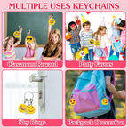 Dreampark Valentines Day Cards for Kids – 24 Pcs with Emoticon Plush Keychains | Classroom Exchange & Party Favors