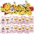 Dreampark Valentines Day Cards for Kids – 24 Pcs with Emoticon Plush Keychains | Classroom Exchange & Party Favors